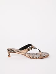 Friends Like These Snake Print Comfort Toe Post Kitten Heel Mule Sandals - Image 2 of 5