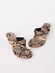 Friends Like These Snake Print Comfort Toe Post Kitten Heel Mule Sandals - Image 3 of 5