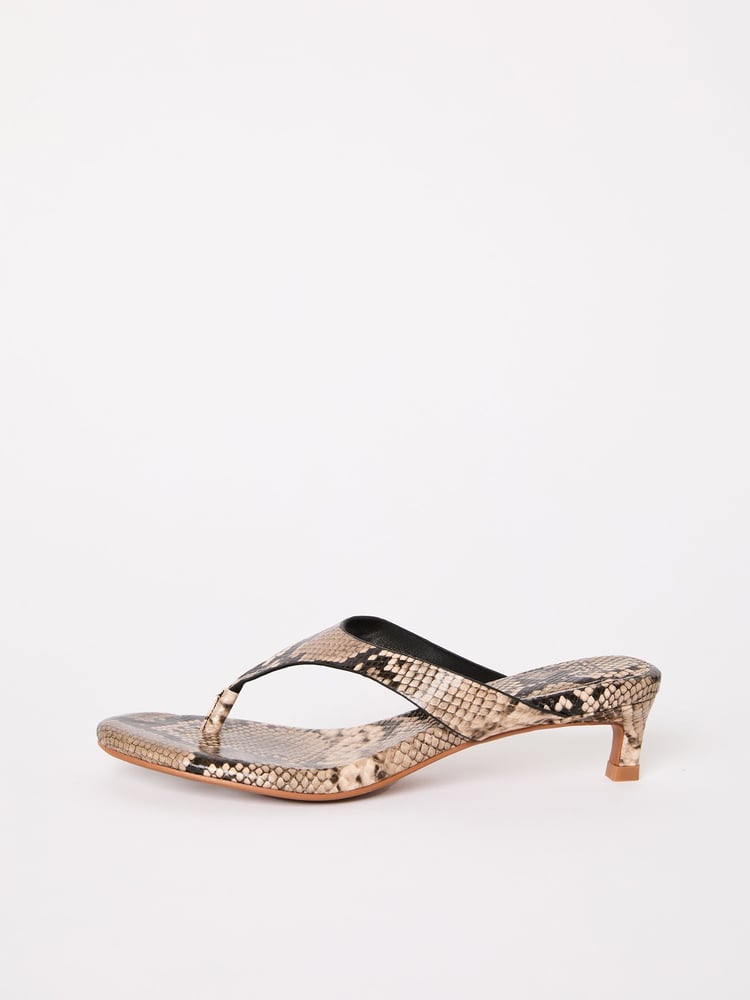 Friends Like These Snake Print Comfort Toe Post Kitten Heel Mule Sandals - Image 5 of 5