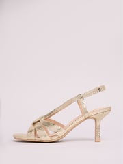 Friends Like These Gold Standard Fit Knot Detail Multi Strap Stiletto Heels Faux Leather Sandals - Image 5 of 5