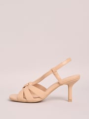 Friends Like These Nude Standard Fit Knot Detail Multi Strap Stiletto Heels Faux Leather Sandals - Image 5 of 5