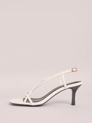 Friends Like These White Minimal Strappy Faux Leather Mid Heels Sandals - Image 5 of 5