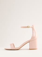 Friends Like These Nude Wide Fit Mid Block Heel Faux Leather Sandals - Image 5 of 5