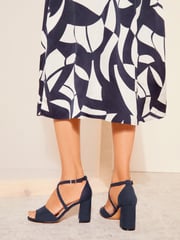 Friends Like These Navy Standard Fit Cross Strap Mid Block Heel Sandals - Image 4 of 5