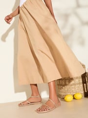 Friends Like These Gold Wide Fit Asymmetric Toe Loop Faux Leather Flip Flop Sandals - Image 2 of 4