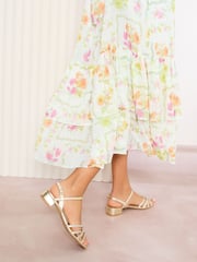 Friends Like These Gold Wide Fit Low Block Heel Diamante Occasion Sandals - Image 4 of 5