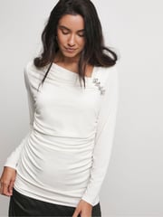 Joanna Hope Jersey Top With Brooch - Image 2 of 4