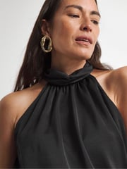 Joanna Hope Corsage Halter Black Neck Top - Image 4 of 4