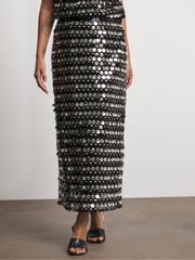 Joanna Hope Sequin Column Black Skirt - Image 3 of 4
