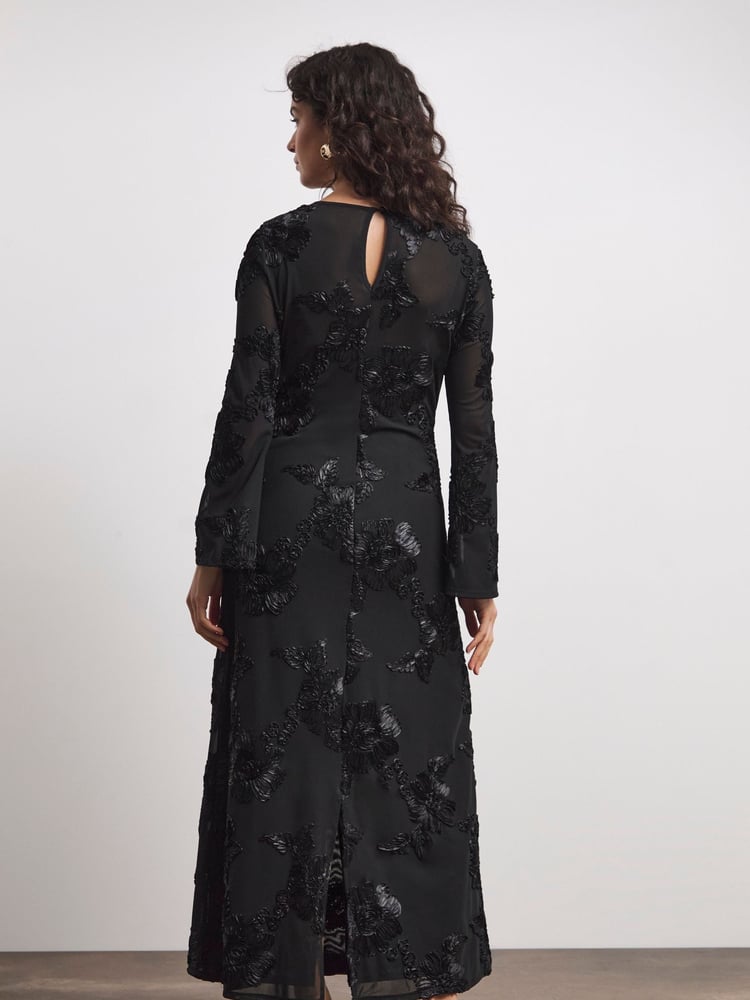 Joanna Hope Magisculpt Textured Mesh Column Black Dress - Image 2 of 4