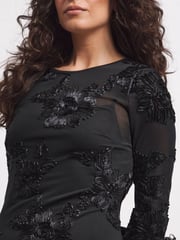Joanna Hope Magisculpt Textured Mesh Column Black Dress - Image 3 of 4