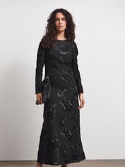 Joanna Hope Magisculpt Textured Mesh Column Black Dress - Image 4 of 4