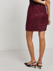 Simply Be Red Stretch Sequin Mini Skirt - Image 2 of 4