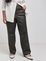Simply Be Black PU Straight Leg Trousers - Image 1 of 4