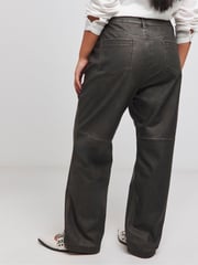 Simply Be Black PU Straight Leg Trousers - Image 2 of 4
