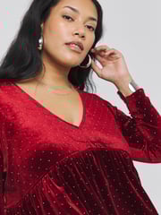 Simply Be Red Velour Hotfix Smock Dress - Image 3 of 4