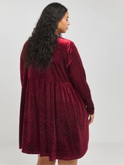 Simply Be Red Velour Hotfix Smock Dress - Image 4 of 4