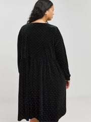 Simply Be Black Velour Hotfix Smock Dress - Image 2 of 4