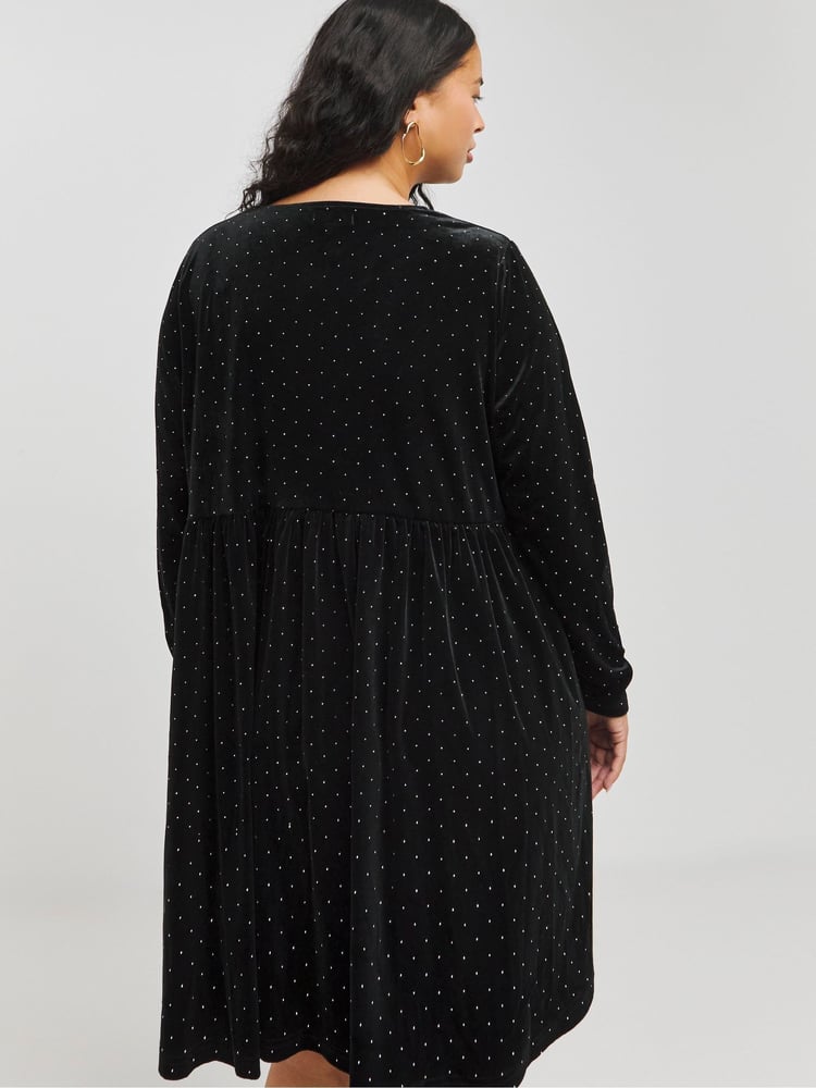 Simply Be Black Velour Hotfix Smock Dress - Image 2 of 4