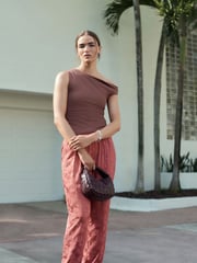 Pink Satin Jacquard Harem Trousers - Image 3 of 9