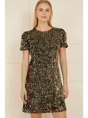 Yumi Gold Sequin Tunic Dress - Image 1 of 4