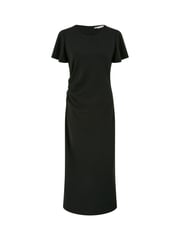 Yumi Black Ruched Waist Stretch Midi Dress - Image 5 of 5