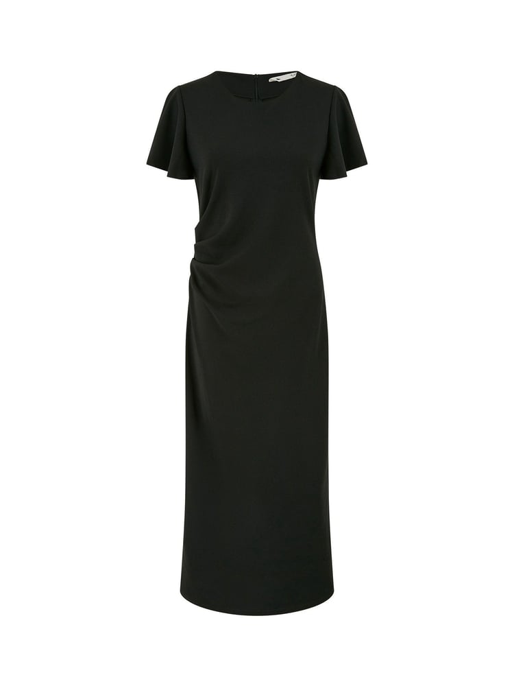 Yumi Black Ruched Waist Stretch Midi Dress - Image 5 of 5