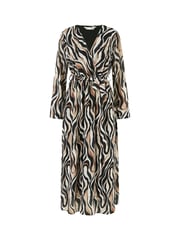 Yumi Black Animal Print Swirl Midi Wrap Dress - Image 5 of 5