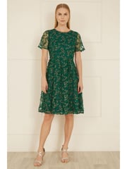 Yumi Green Embroidered Floral Skater Dress - Image 2 of 4