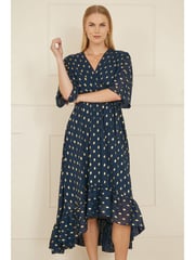 Yumi Blue Sequin Kimono Midi Wrap Dress - Image 1 of 5