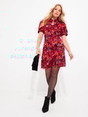 Joe Browns Red Diamanté Trim Dragon Print Mini Dress with Keyhole Neck - Image 3 of 7