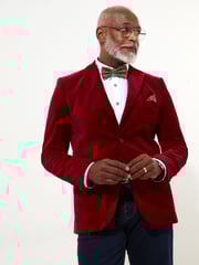 Joe Browns Red Bold Classic Velvet Suit Blazer with Contrast Lining - Image 3 of 7