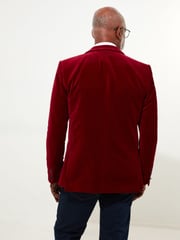 Joe Browns Red Bold Classic Velvet Suit Blazer with Contrast Lining - Image 5 of 7
