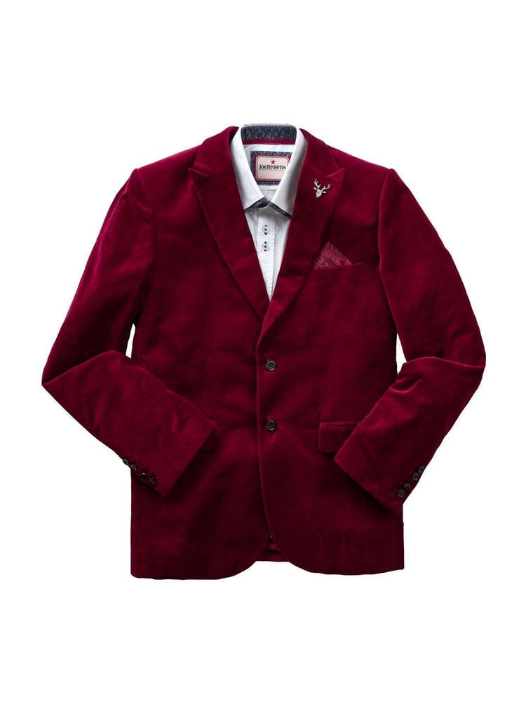 Joe Browns Red Bold Classic Velvet Suit Blazer with Contrast Lining - Image 7 of 7