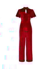 Joe Browns Red Sparkle Velour Flutter Sleeve Wide Leg Jumpsuit - Image 5 of 5