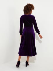 Joe Browns Purple Velour Long-Sleeved Midi Dress - Image 2 of 5