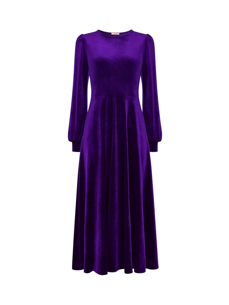 Joe Browns Purple Velour Long-Sleeved Midi Dress - Image 5 of 5