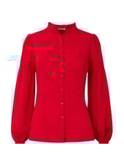 Joe Browns Red Frilly Neck Broderie Embroidered Long Sleeve Blouse - Image 5 of 5