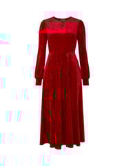 Joe Browns Red Velour Voluminous Sleeve Midi Dress - Image 5 of 5