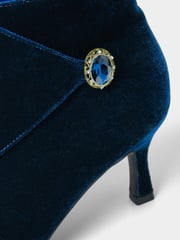 Joe Browns Blue Glamourous Statement Jewel Button Wrap-Around Velvet Ankle Boots - Image 4 of 4