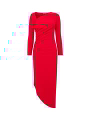 Joe Browns Red Simple Long-Sleeved Bodycon Dress with Asymmetric Neck and Hem - Image 7 of 7