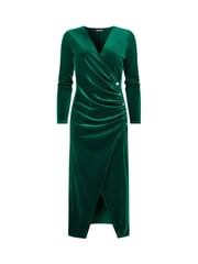 Joe Browns Green Velour Long-Sleeved Wrap Dress with Flattering Side Ruching - Image 7 of 7