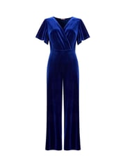 Joe Browns Black Petite Velour Flutter Sleeve Mock Wrap Wide Leg Jumpsuit - Image 5 of 5