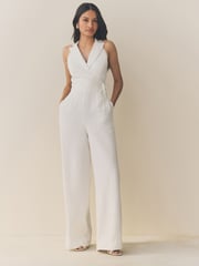 White Halter Neck Jumpsuit - Image 1 of 6
