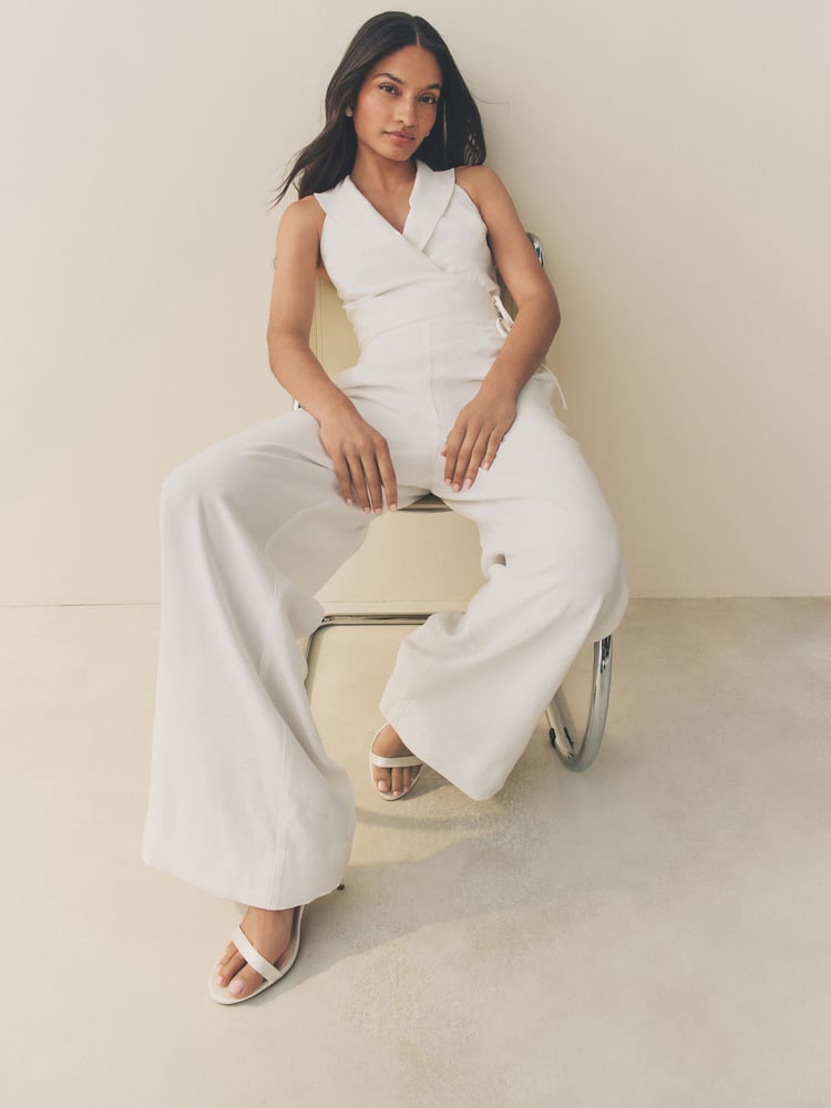 White Halter Neck Jumpsuit - Image 2 of 6
