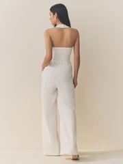 White Halter Neck Jumpsuit - Image 4 of 6