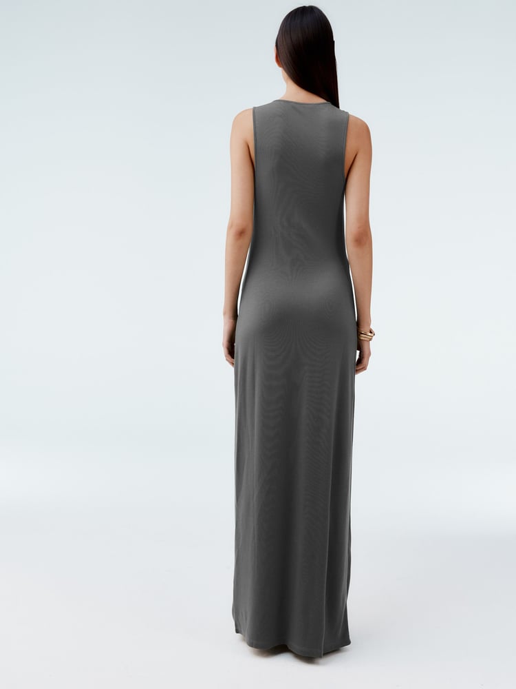 Charcoal Grey Twist Detailed Slinky Maxi Dress - Image 2 of 6