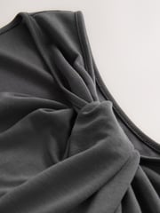 Charcoal Grey Twist Detailed Slinky Maxi Dress - Image 6 of 6