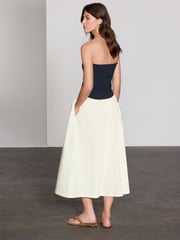 Navy/White Bandeau Jersey Woven Mix Midi Dress - Image 2 of 7