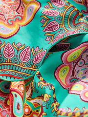 Bright Green Paisley Print N. Premium Long Sleeve Tiered Boho Occasion Maxi Dress - Image 6 of 7